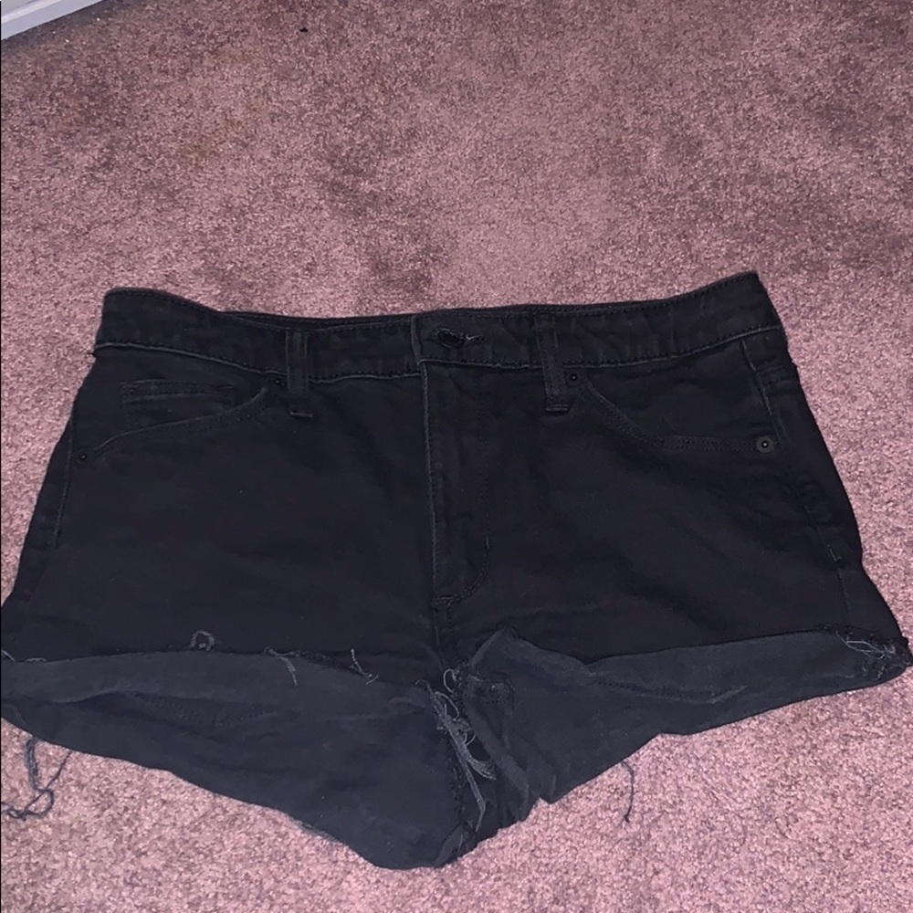High Waisted Black Jean Shorts